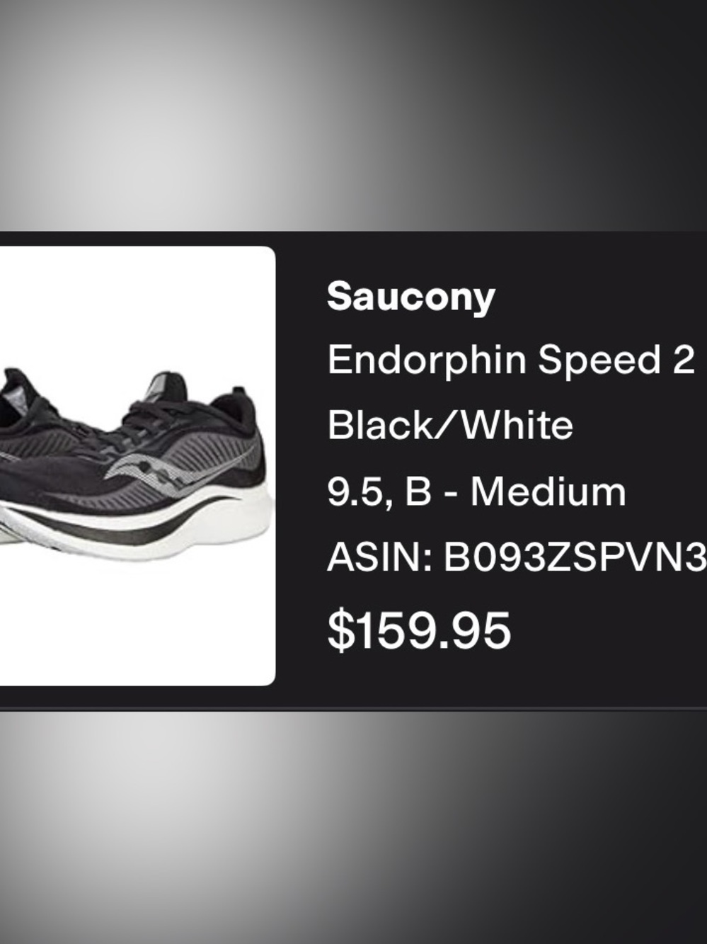 Saucony Endorphin Speed 2 Black/White Running Shoes- worn a few times